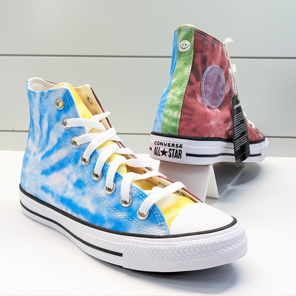 Converse CTAS HI Tie Dye Baltic Blue University Red Sneakers size Women's 8